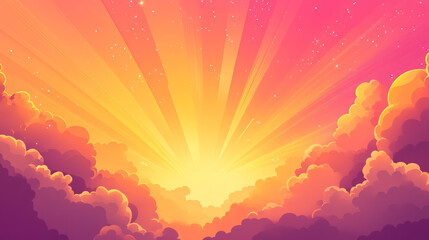 Golden Dawn Clouds — Bright Morning Sky with Sunbeams