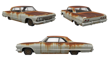 Vintage rusty classic car showcases weathered automotive charm and retro style