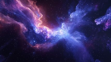 Obraz premium Cosmic Nebula Galaxy Background with Purple and Blue Clouds