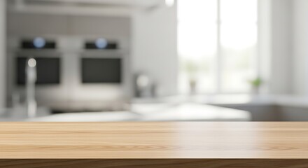 Bright Modern Kitchen With Wooden Countertop and Soft Lighting for Home Cooking