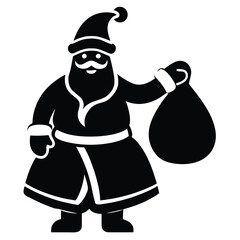 santa with bag of gifts vector icon on white backg