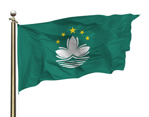 Transparent Background Cutout Isolated Macau National Flag Waving In The Wind