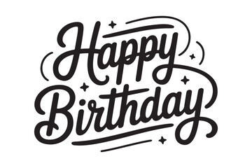 Calligraphic design elements set with Happy Birthday