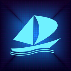 Blue icon on a dark blue background. Vector illustration.