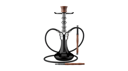 Elegant modern hookah with polished chrome and rich wood accents