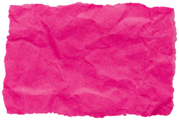 Fuchsia pink crumpled scrap with ripped edges, isolated piece of paper for collage