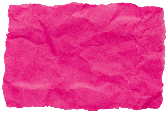 Fuchsia pink crumpled scrap with ripped edges, isolated piece of paper for collage