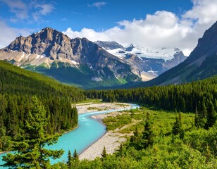 Mountainous valley with a turquoise river
