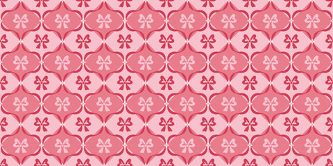 Seamless cute vintage style pattern with bows, ribbons. Holiday design. Endless romantic background, wallpaper. Retro, vintage  style. 