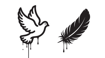 Fototapeta premium Vector art of graffiti style dove and feather