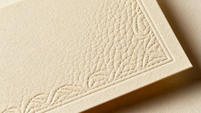 Embossed paper texture leather-like pattern. Cream color for business card mockups