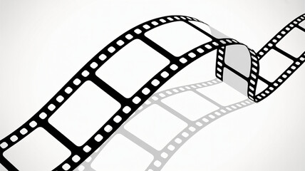 Fototapeta premium Dynamic film strip curves with shadow, evoking cinematic storytelling and memories