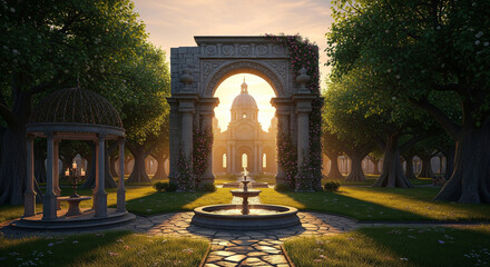 The Royal Cathedral Park with its Gothic stone columns and medieval ruins.