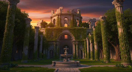 The Royal Cathedral Park with its Gothic stone columns and medieval ruins.