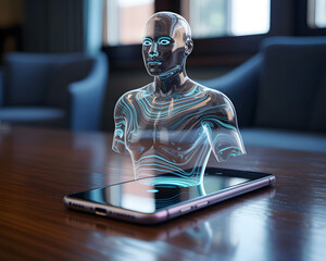 Futuristic 3d human anatomy hologram displayed on a smartphone screen technology
