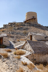 Hatta Heritage Village, UAE. Hatta watchtower south and traditional UAE architecture. Perfect travel destination for cultural explorers