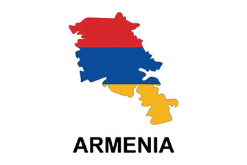 Fototapeta premium Striking map of Armenia in vibrant flag colors, a symbol of national pride