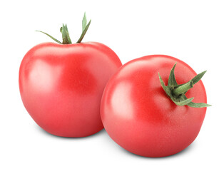 Two fresh red tomatoes isolated on white