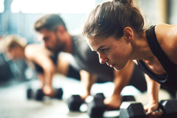 Formación en liderazgo deportivo y motivación colectiva.Sesión grupal de entrenamiento con pesas rusas, capturando disciplina, liderazgo y energía física en entorno urbano.