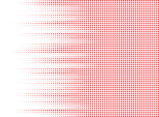 Red halftone grid pattern, fading horizontally from white to dense color, modern minimal abstract background for print, web, and tech visuals