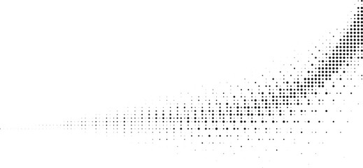 Halftone dots forming upward wave motion, black-to-white gradient transition, minimal clean geometric abstract background for print and web