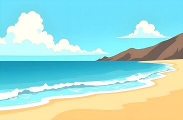 Beach and sea view with rocks. Copy space.