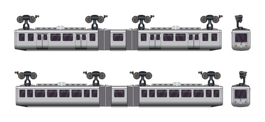 Passenger cable tram gondola commuter railway train model highly detailed flat vector set illustration © LordOttori
