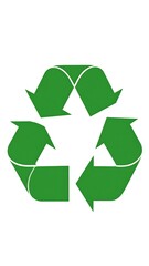 Fototapeta premium A prominent green triangular symbol indicating renewability and reuse