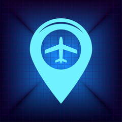 Fototapeta premium Blue icon on a dark blue background. Vector illustration.