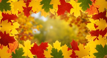 Autumn Maple Leaf Frame with Blurred Background