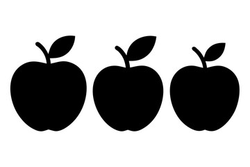 Apple silhouette vector, apple icon set black symbol
