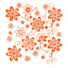 Red floral pattern with swirls isolated on white background, a classic and elegant design for various creative projects
