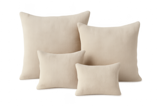 Beige cushions set different sizes for home decor