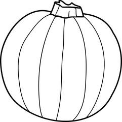 Coloring page with ripe pumpkin isolated on white background