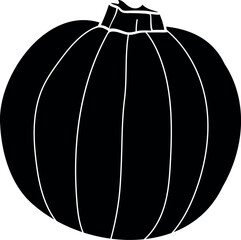 Black silhouette of pumpkin isolated on white background