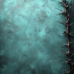 Bold turquoise texture intertwines with dark, jagged thorns for a unique art piece