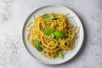 Trofie al Pesto - Spaghetti pasta with pesto sauce