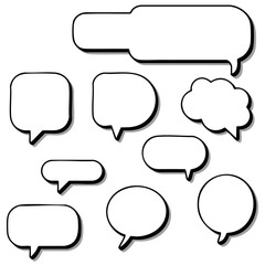 Fototapeta premium Blank empty speech bubbles dialogue chat bubble comment message talk text symbol icon set vector