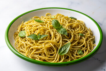Trofie al Pesto - Spaghetti pasta with pesto sauce