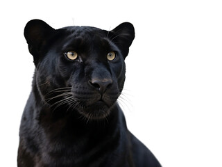 Fototapeta premium A close-up view of a black panther showcasing its intense gaze and sleek black fur.