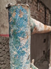 Rusty Blue Painted Metal Pipe Texture”


