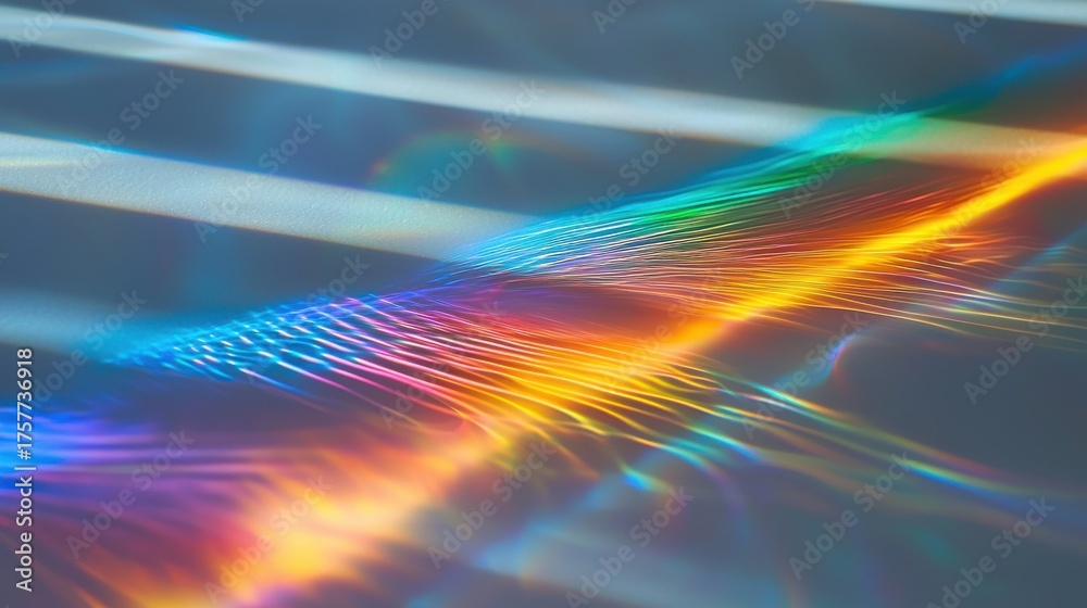 Wall mural diffraction light bands laser interference patterns rainbow spectrum holographic surface optical phy