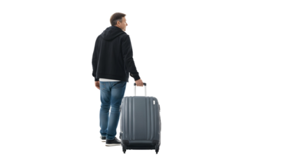 Man with Suitcase Back View Walking Away