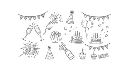 Fototapeta premium Celebration time black background with festive elements for birthday party