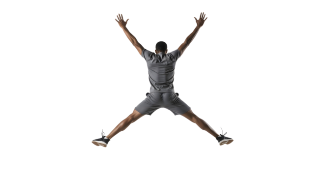 Dynamic Action of Full Body Athlete in Lunges, Side View, Isolated on White Background, Fitness Photography, Energetic Concept