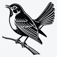 Obraz premium Sparrow line art White background illustration Generative Ai
