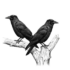 Obraz premium Black Crow isolated on white transparent background