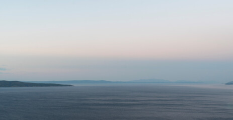 Adriatic sea horizon at pastel sunset
