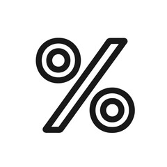 Percentage symbol vector icon illustrated in black on transparent background
