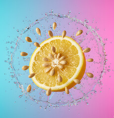 Tranche de citron avec éclaboussures 